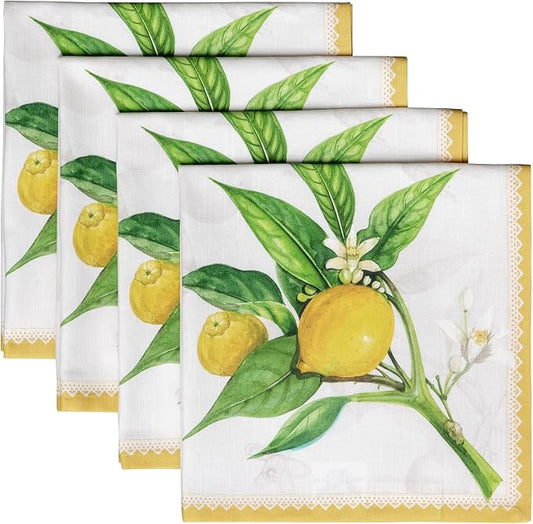Maison d' Hermine Cloth Napkins Set of 4 Reusable 100% Cotton (20" x 20") | Everyday Square Napkins Cloth Washable Dinner Party Wedding Restaurant Hotel Kitchen Spring Summer - Limoncello by MaisondHermine