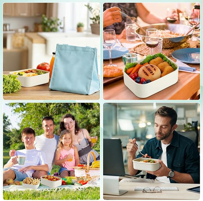 2 Sets of 6 Silicone Food Storage Containers, Reusable Lunch Bento Box with Lid, Hard Shell Storage Containers, Microwave Dishwasher Freezer Safe, 10 oz, 23.6 oz, 44 Ounce(Bone White) - Image 6