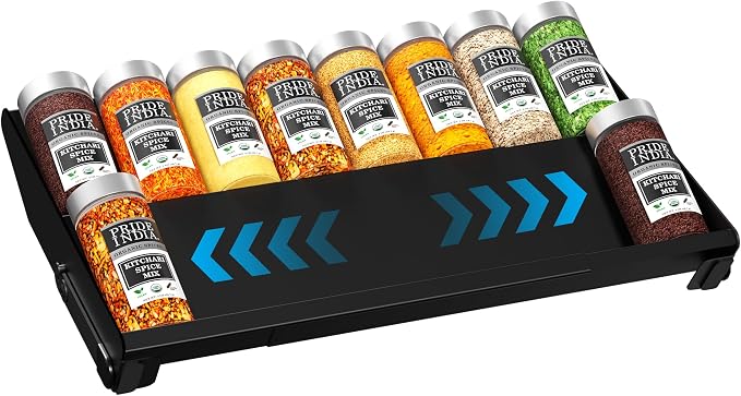 BOIVSHI Spice Rack for Drawer, 2-in-1 Seasoning Organizer for Countertop | 2 Tier Spice Drawer Organizer Insert, Save Countertop Space for Kitchen, Cabinet (Metal, Spice Jars Not Included) by BOIVSHI
