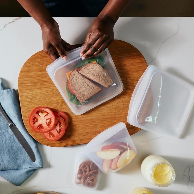 Stasher Premium Reusable Silicone Bags, 6-Pack Starter Kit, Sea Spray | Food-Safe Silicone, BPA-Free, Leak-Free, Eco-Friendly, Dishwasher, Lunch Bag, Travel Containers, Meal Prep, Food Storage - Image 3