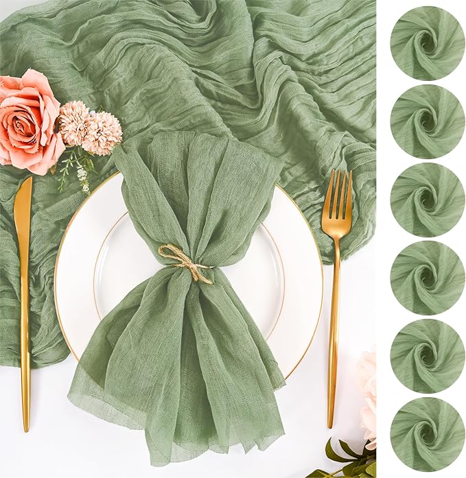 50 Pack Sage Green Napkins 20x20Inch Cheesecloth Napkins | Elegant Cloth Napkins for Table, Washable Rustic Boho Gauze Napkins, for Wedding Party Bridal Baby Shower Dinner Table Decor by Lumaycens