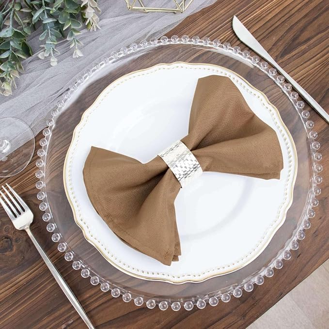 Efavormart Premium Cloth Napkins Set of 25, 17x17 Inch Taupe Violet Seamless Dinner Napkins, Washable Linen Table Napkin Cloth with Hemmed Edges for Weddings, Party and Banquet - Image 2