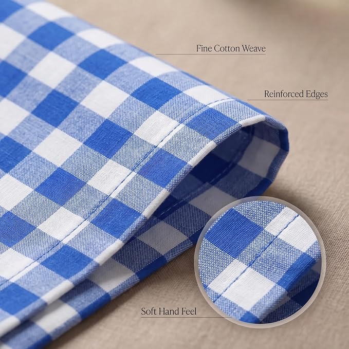 Urban Villa Cloth Napkins Cotton 20x20 (Set of 12) Blue Cheks - Image 5