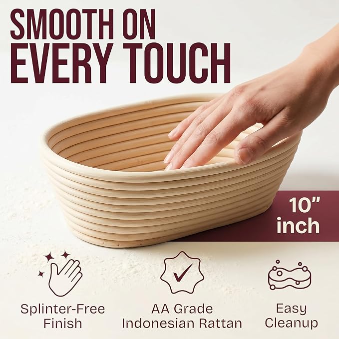 Sourdough Starter kit Round Oval Splinter Free Banneton Baskets 900ml Sourdough Starter Jar All Essential Sourdough Bread Baking Supplies and Sourdough Tools Suitable for Making a Variety of Breads - Image 4