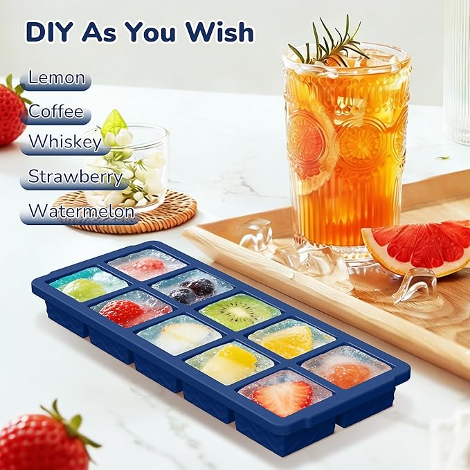 Silicone Freezer Trays with Lid (4-Pack), 1-Cup, 2-Cup, 1/2-Cup & 2-Tbsp Silicone Freezer Molds, Stackable Soup Freezer Meal Prep Containers,Ice Cube Tray for Making Sauce,Smoothies,Yogurt Bites - Image 6