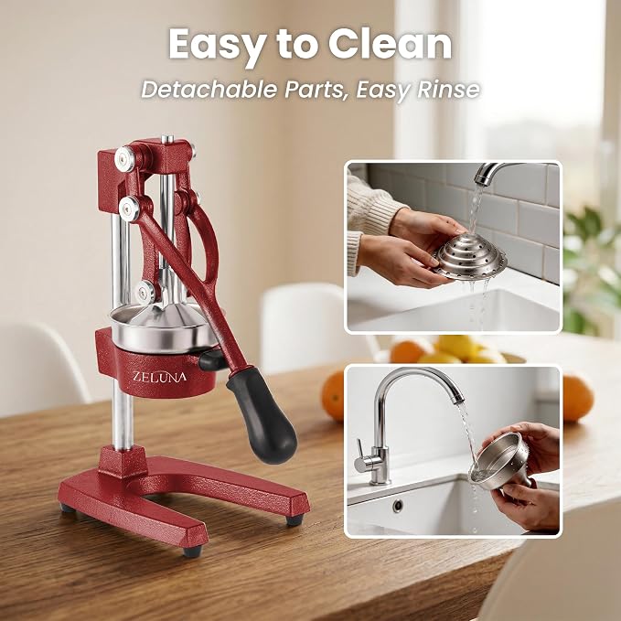 Cast Iron Manual Hand Press Juicer for Citrus & Pomegranate,Deep Red | Stainless Steel Heavy Duty Squeezer,Easy to Clean,Effortless Lever-Press Design,For Home Cooks,Health Enthusiasts,Bartenders - Image 5