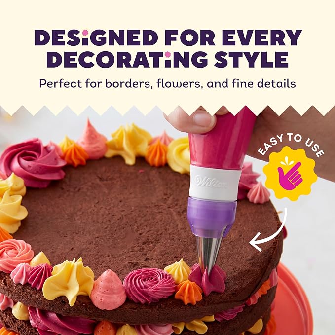 Wilton Master Cake Decorating Piping Tips Set, Cupcake Decorating, 55-Piece | 55-Piece Stainless Steel Tip Set with Storage Case for Piping Rosettes, Stars, Leaves & Borders on Cakes & Cupcakes - Image 3
