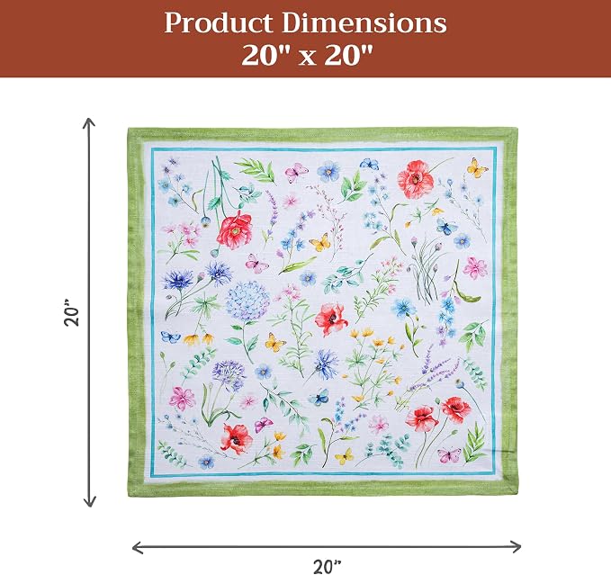 Maison d' Hermine Cloth Napkins Set of 4 Reusable 100% Cotton (20" x 20") | Everyday Square Napkins Cloth Washable Dinner Party Wedding Restaurant Hotel Kitchen Spring Summer - Just Floral - Image 7
