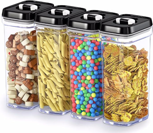 DWËLLZA KITCHEN Airtight Food Storage Containers with Lids – 4 Piece Set Air Tight Kitchen Storage Containers Clear Pantry Organization and Storage Set BPA-Free - Keeps your Food Fresh & Dry by DW%C3%8BLLZAKITCHEN