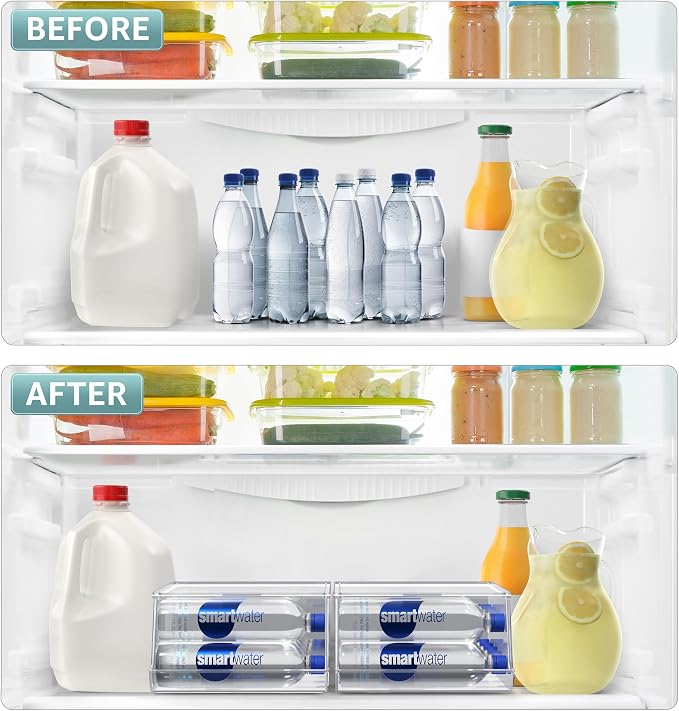 Sorbus Water Bottle Organizer for Fridge with Lid – Holds 9 Bottles – Stackable Drink Organizer for Refrigerator, Pantry, or Countertop – Clear BPA-Free Plastic Bottle Storage Holder (4 Pack) - Image 5