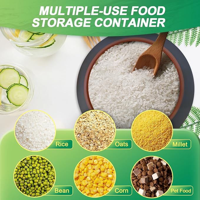 Rice Dispenser 33 Lbs, Ceramic Rice Storage Container with Airtight Lid, Ceramics Rice Jar Large Grain Dispenser, Kitchen & Pantry Organization for Rice, Soybeans, Corn, Oatmeal,Coffee Beans - Image 2