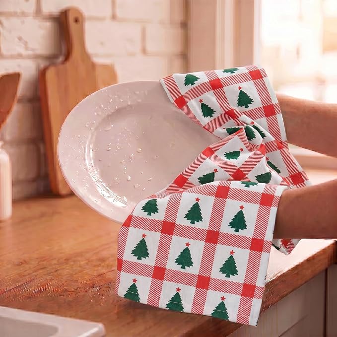 Urban Villa Kitchen Towel Cotton Dish Towel 20”x30” (Set of 6) Christmas Tree - Image 7