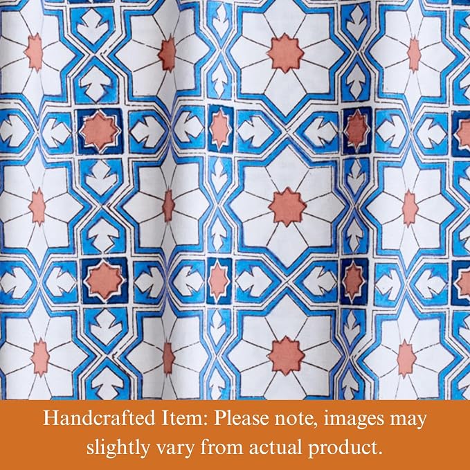 100% Blue Cotton Dinner Napkins, Set of 6, Hand Printed Mosaique Bleue Sky Design, Fair Trade, Washable Cloth Napkins for Parties & Cocktails 20x20 in - Image 2