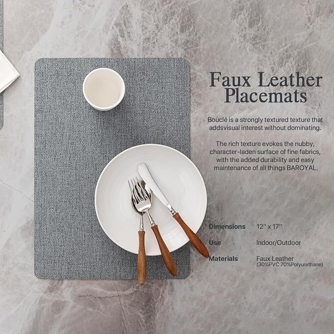 Baroyal Faux Leather Placemats Set of 4 Vinyl Washable Wipeable Table Mats for Kitchen Dining Table Heat Resistant Waterproof Modern Indoor/Outdoor Placemats Non-Slip Easy Clean Place Mats (Stargaze) - Image 2