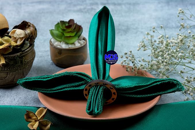 Set of 100 PCS Satin Napkin 12x12 Inch Square, Dinner Table Napkins for Wedding, Bulk Silky Sateen Cloth Napkins for Restaurant Banquet Graduation Birthday Party Decoration - Emerald Green - Image 6