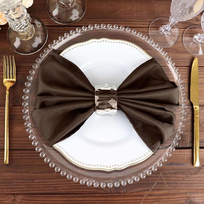 Efavormart Premium Cloth Napkins Set of 5, 20x20 Inch Chocolate Seamless Dinner Napkins, Washable Linen Table Napkin Cloth with Hemmed Edges for Weddings, Party and Banquet - Image 7