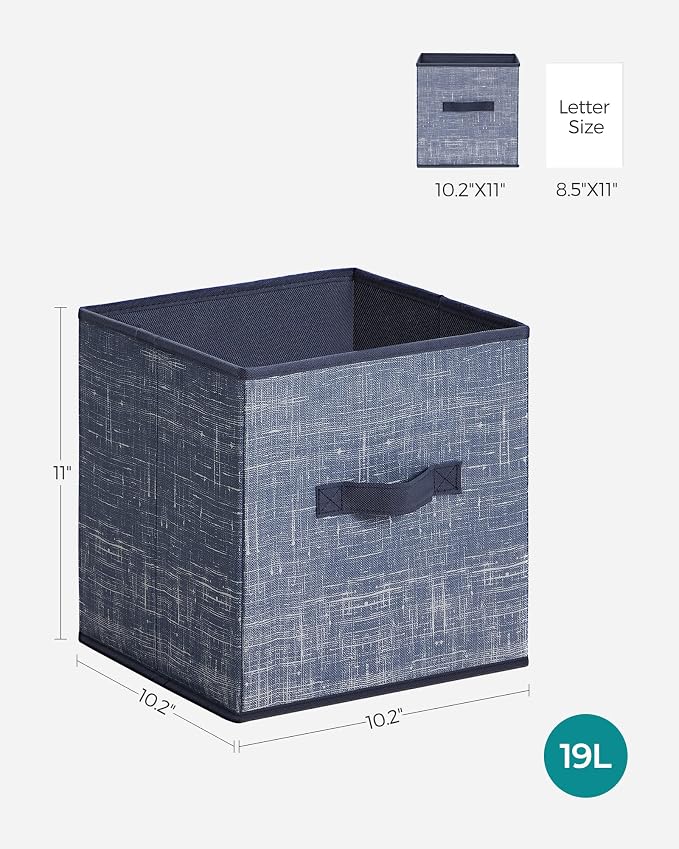 SONGMICS Storage Cubes, 11-Inch Non-Woven Fabric Bins with Double Handles, Set of 6, Closet Organizers for Shelves, Foldable, for Clothes, Misty Blue UROB026I01 - Image 4