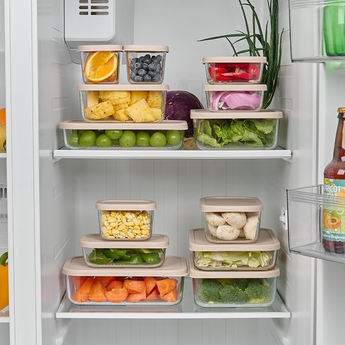 Glass Food Storage Containers with Lids — 6 Piece — 10.5 oz Glass with BPA-Free Leakproof Stackable Lids — Microwave, Oven & Dishwasher Safe — Ideal for Meal Prep & More - Cashew Cream - Image 4