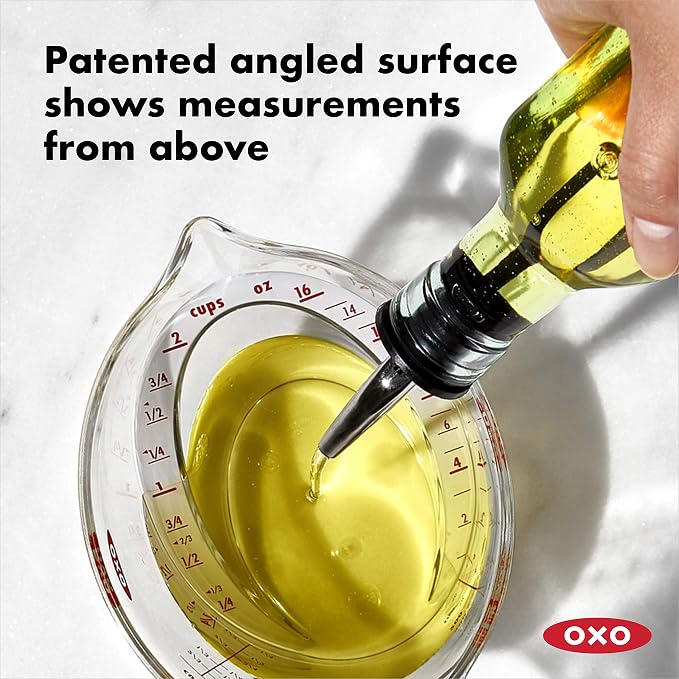OXO Good Grips 3-Piece Stainless Steel Mixing Bowl Set (White) and OXO Good Grips 3-Piece Angled Measuring Cup Set (Black) - Image 7