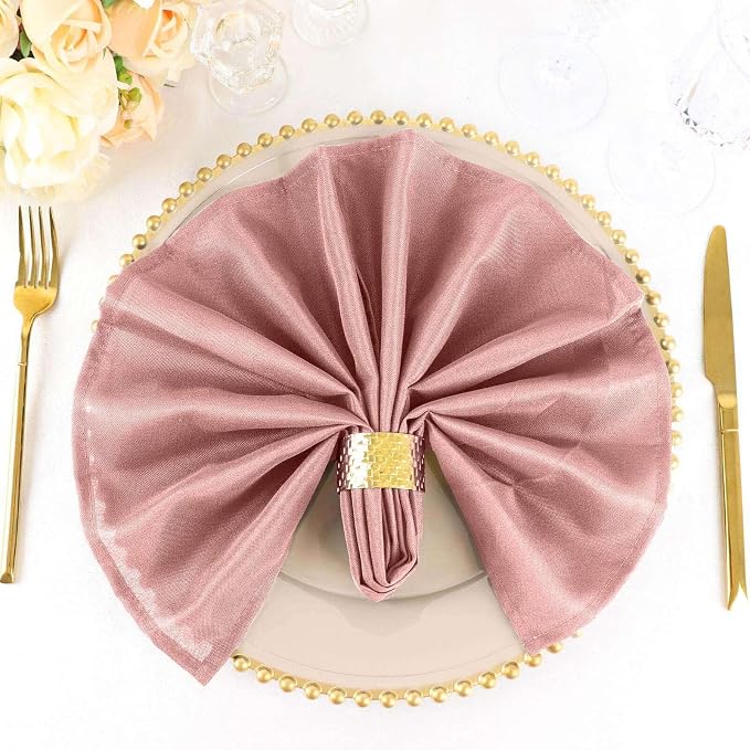 Efavormart Premium Cloth Napkins Set of 10, 20x20 Inch Dusty Rose Violet Seamless Dinner Napkins, Washable Linen Table Napkin Cloth with Hemmed Edges for Weddings, Party and Banquet - Image 2