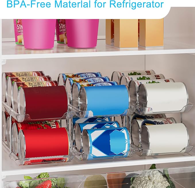 Can Organizer For Pantry, Adjustable Height And Width Canned Goods Organizer, Roller Soup Can Organizer Holds Up to 36 Cans for Kitchen Cabinet or Refrigerator(CLear 3 Tier) - Image 5