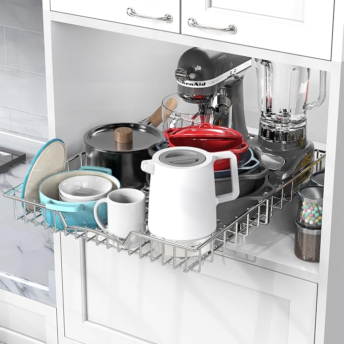 Simple Houseware Under Cabinet Pull Out Sliding Shelf Drawer, 21Dx17W | for Kitchen Organizer - Image 7