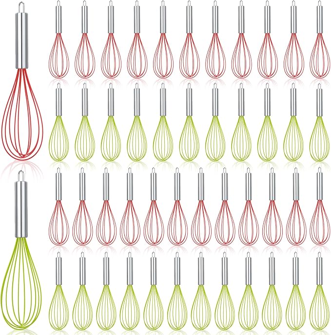FoldTier 48 Sets 12 Inch Whisks Bulk DIY Fillable Whisk Gifts Colored Silicone Whisks for Cooking Heat Resistant Egg Beaters for Candy Holder Party Favors by FoldTier