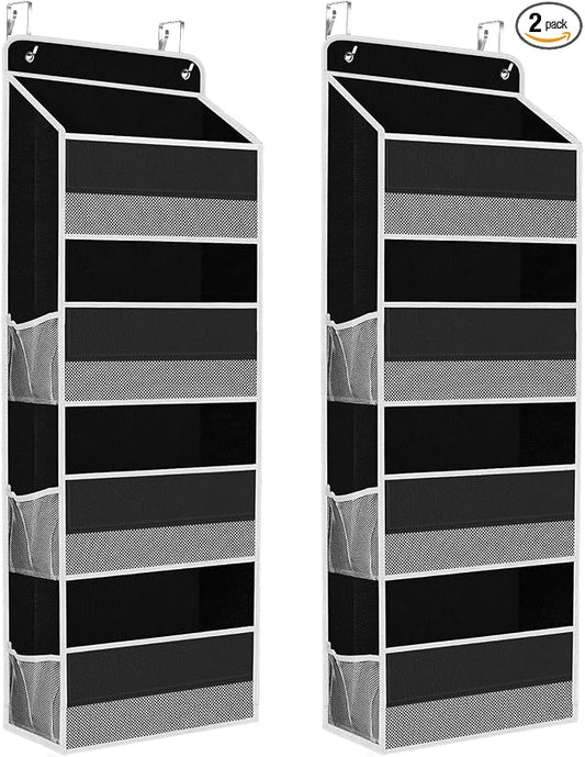 2 Pcs Over The Door Organizer Large Capacity Hanging Storage Room Organizer | 40 lb Capacity, Ultra-Sturdy, Foldable, Mesh Design with Clear Window, Space-Saving Organizer for Pantry, Nursery & Closet by SpaceHacks