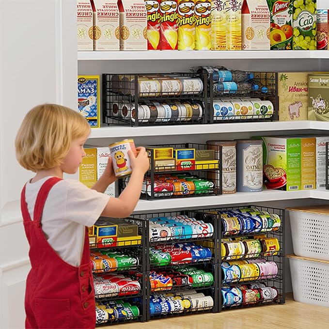 3 Tier Stackable Can Rack Organizer, Adjustable Can Holder for Pantry | 2 Pack Rolling Can Dispenser for Canned Food, Soda & Drink Storage, Tiered Can Organizer for Kitchen Cupboard Cabinet - Image 5