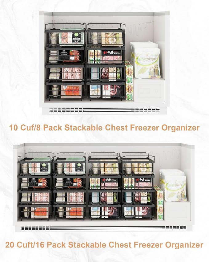 UMDONX 4-Pack Expandable Stackable Large Freezer Storage Boxes | Adjustable Sizes From 11.4 Inches to 17.9 Inches, Suitable for 10-20 Cubic Foot Freezers, Black - Image 8