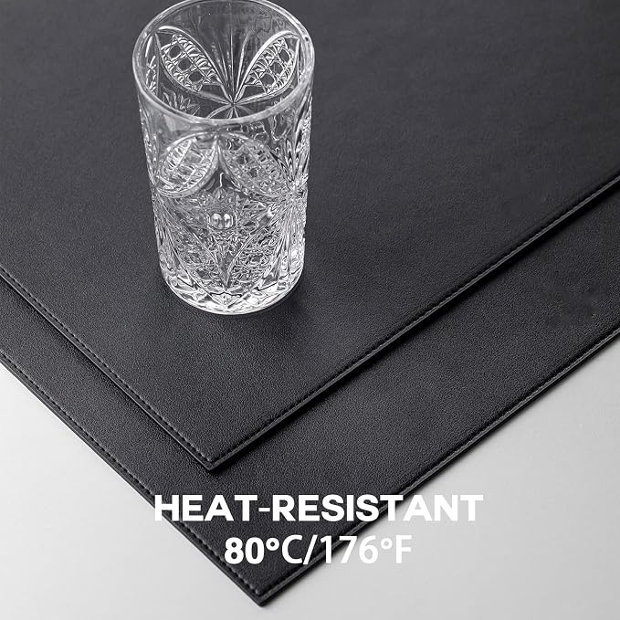 Baroyal Faux Leather Placemats Set of 8 Vinyl Washable Wipeable Table Mats for Kitchen Dining Table Heat Resistant Waterproof Modern Indoor/Outdoor Placemats Non-Slip Easy Clean Place Mats (Black) - Image 5