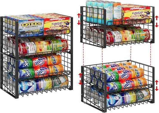 Sbanmao 2-Pack Stackable Can Organizer for Pantry, Adjustable Can Holder Rack for Canned Food Soda Drink Goods Storage up to 36 Cans Storage, 2 Tier, Black | 2-Tier Can Storage Rack Holds Up to 60 Cans, Organizer for Soda & Food Cans in Kitchen Cabinet... by shengbaomaoyi