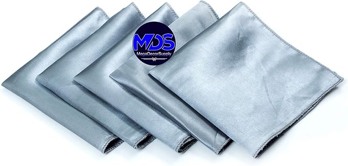 Set of 100 PCS Satin Napkin 12x12 Inch Square, Dinner Table Napkins for Wedding, Bulk Silky Sateen Cloth Napkins for Restaurant Banquet Graduation Birthday Party Decoration - Light Silver - Image 2