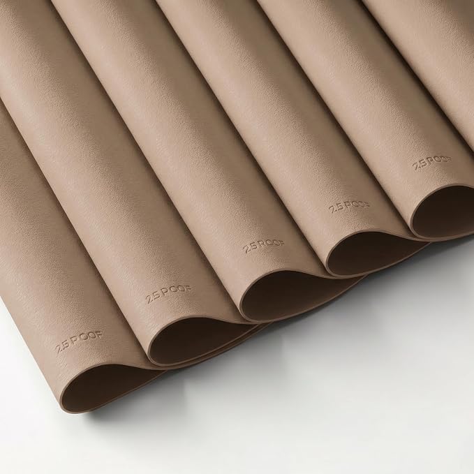 Clay Pink Oval Silicone Placemats Set of 6 – Heat Resistant, Waterproof, Easy to Clean Non-Slip Modern Dining Table Mats – Premium Leather Textured Japandi Kitchen Decor - Image 11