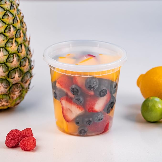 [24 OZ, 25 Sets Plastic Deli Food Storage Containers with Airtight Lids | Microwave-, Freezer-, Dishwasher-Safe | BPA Free | Heavy-Duty | Meal Prep | Leakproof | Recyclable (Pack of 2) - Image 4