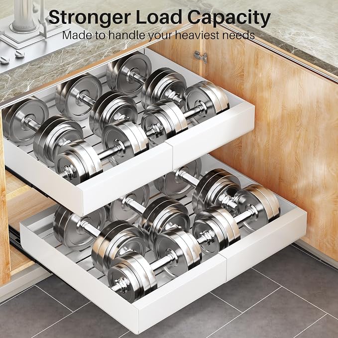Pull out Cabinet Organizer, Expandable(12"-20") Heavy Duty Slide out Drawers Fixed with Adhesive Nano Film for Pots, Roll out Shelf Storage for Kitchen Base Cabinet, Pantry, Bathroom Cupboard - Image 6