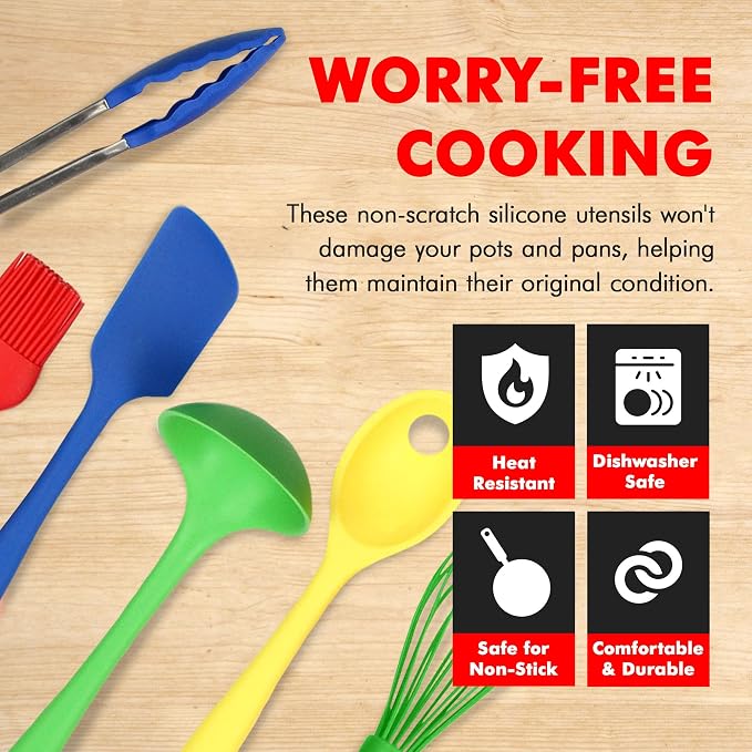 Chef Craft 9 Piece Multicolor Premium Silicone Kitchen Tool Set (42088) - Image 3