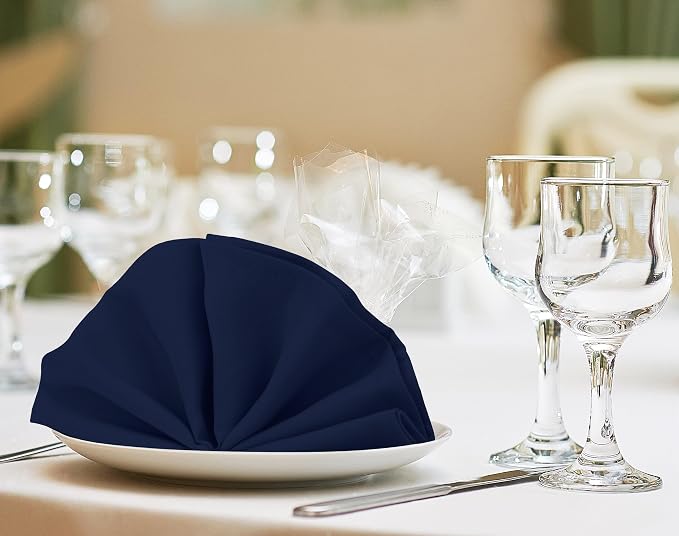 Utopia Home [24 Pack, Navy Blue] Cloth Napkins 17x17 Inches, 100% Polyester | Hemmed Edges, Washable and Reusable Ideal for Parties, Weddings and Dinners - Image 5