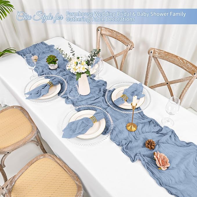 100 Pack Dusty Blue Cloth Napkins 20x20Inch Cheesecloth Napkins | Elegant Cloth Napkins for Table, Washable Rustic Boho Gauze Napkins, for Wedding Party Bridal Baby Shower Dinner Table Decor - Image 4