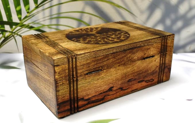 Wood Tea Box - Tea Box for Tea Bags Organiser - Engraved Hardwood Tea Chest with 6 Compartments - Tea Storage Box Multi Functional - Wood Tea Box Organiser - 10 x6 inch (6 compartment box) - Image 6