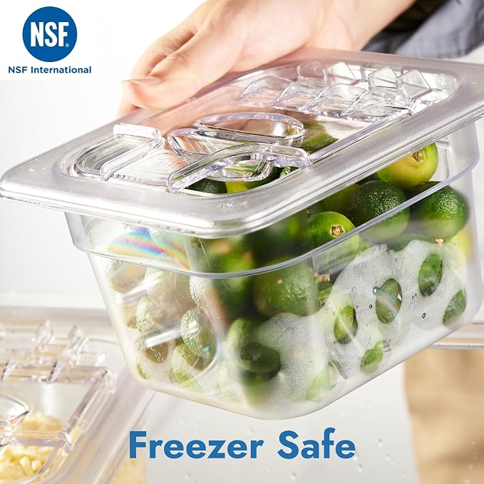 Commercial Spice Rack Set, NSF Certified, Polycarbonate Inclined Organizer Shelf with 3 1/6 6" Pan(9.6 Cup), Countertop Holder for Seasoning Topping, Freezer Safe - Image 2