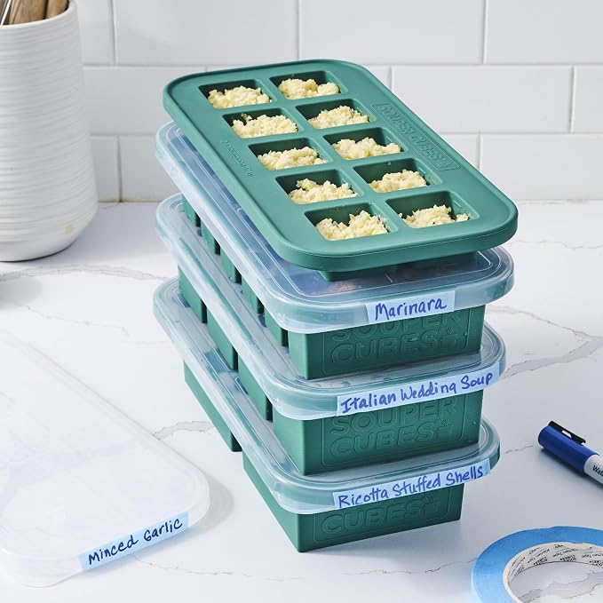 Souper Cubes Silicone Freezer Molds Gift Set, Kale | 2 Tbsp, 1/2 Cup, 1 Cup and 2 Cup Silicone Molds for Food Set, Perfect for Freezing Soup, Grains, Proteins, Herbs and More - Image 2