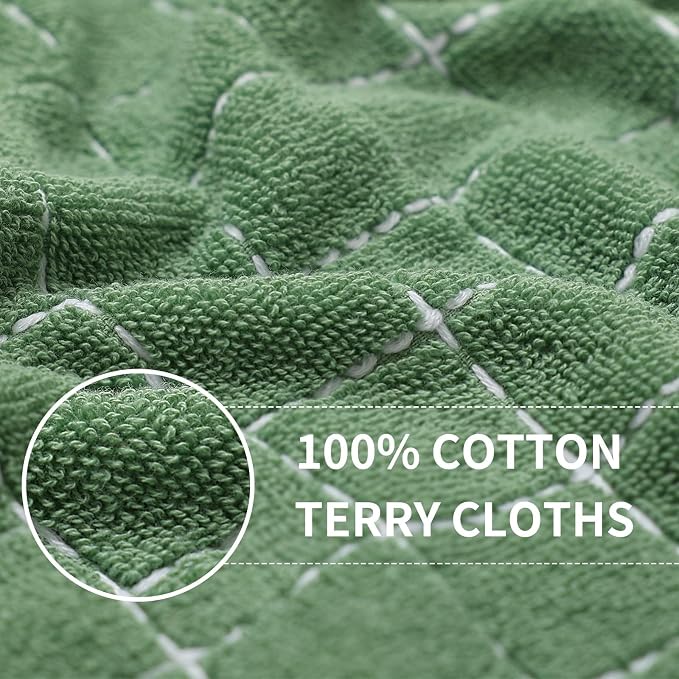 Kitinjoy 100% Cotton Terry Kitchen Dish Cloths, 8-Pack, Grass Green | Ultra Soft and Absorbent Dish Towels for Kitchen, Suitable for Drying and Washing Dishes, 12”x 12” - Image 2
