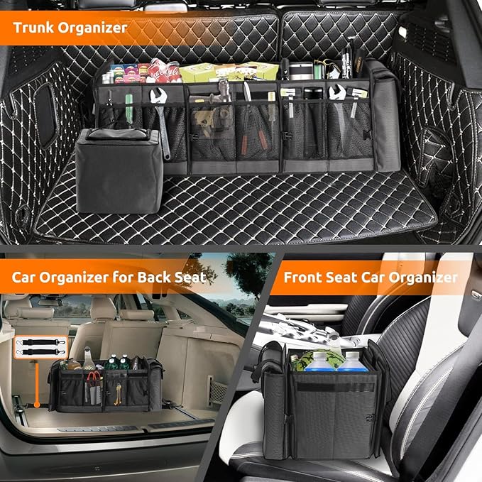 Large Trunk Organizer with Portable Leakproof Cooler Bag,Foldable Cover,Adjustable Securing Straps,Collapsible Trunk Organizer for Suv Car Truck Sedan (4-in-1 with Cooler) - Image 5