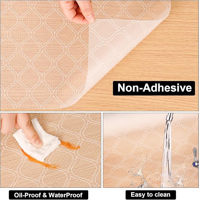 Cooyes Shelf Liner for Kitchen Cabinets Waterproof Kitchen Cupboard Liner Plastic Drawer Mats EVA Material Non Adhesive Fridge Mats for Shelves（17.5" W x 199" L） - Image 5