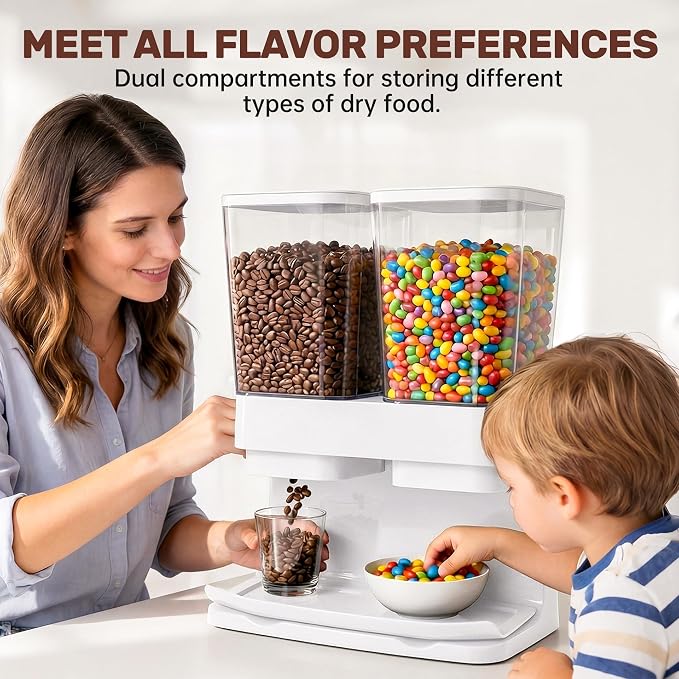 Cereal Dispenser Countertop 2 Pack 3L, 6L Large Dual Control | Airtight Cereal Containers Storage for Kitchen Pantry, Dry Food Dispenser for Cereal, Rice, Grains, Candy, Coffee Beans - Image 4
