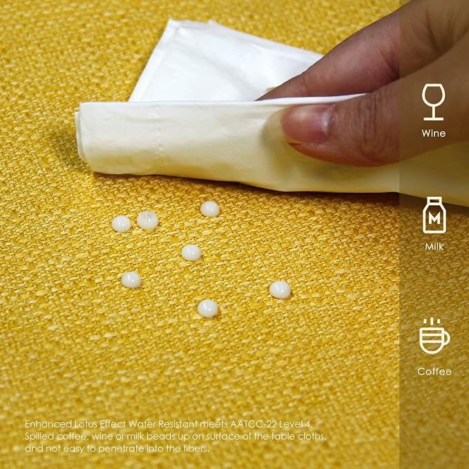 BALCONY & FALCON Rectangle Table Cloth Waterproof Yellow 70"x55" | Rectangular Washable Wrinkle Resistant Table Cloth Linen Fabric Tablecloths for Dining Party Kitchen Wedding and Outdoor Use - Image 3