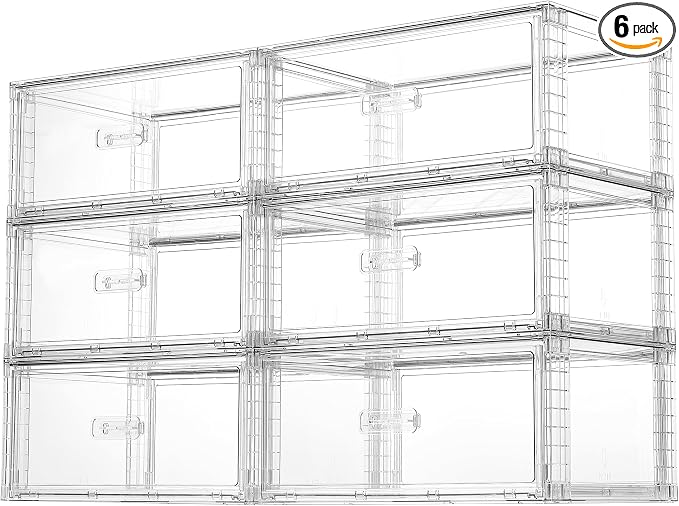 Vtopmart 6 Pack Large Clear Stackable Storage Drawers 23QT | Easily Assemble Plastic Closet Storage Bins, Dust-Proof UnderBed Organizer for Clothing, Sweater Organization by Vtopmart