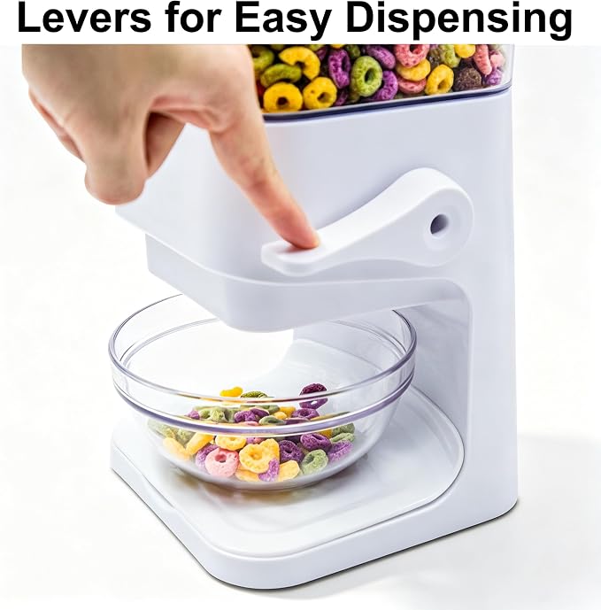 Cereal Dispenser Countertop 2Pc, Cereal Containers Storage, 5.5Qt Organization and Storage Containers for Kitchen, Snack Dispenser for Rice, Grains, Dry Food, Oatmeal, Nuts, Pet food, White - Image 5