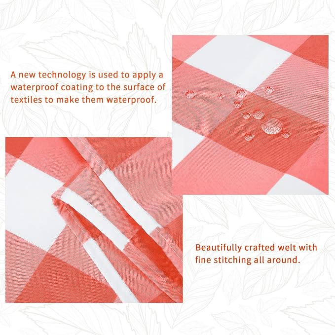 Cupuamon Fabric Checkered Table Runner 12 Pack Waterproof Gingham Table Runner 14W x 108L Buffalo Check Table Runners for Parties Kitchen Dining Wedding Banquet (Red and White) - Image 2
